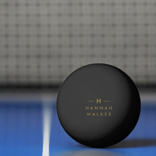 Balle De Ping Pong Monogramme Noir   Élégant minimaliste moderne
