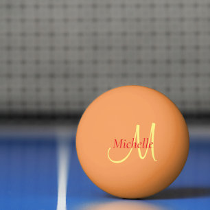 Balle De Ping Pong Monogramme orange jaune Modèle moderne initial