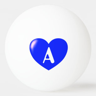 Balle De Ping Pong Monogramme personnalisé Big Blue Heart Ping Pong B