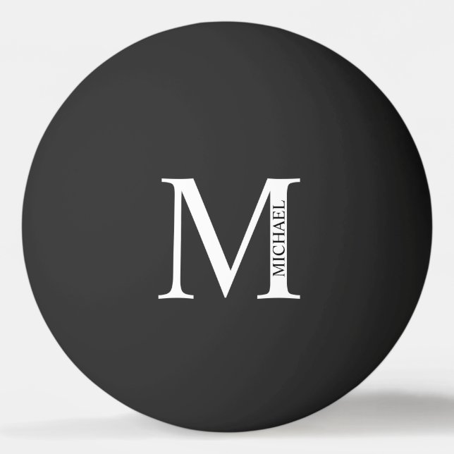 Balle De Ping Pong Monogramme personnalisé et pinceau de nom (Devant)
