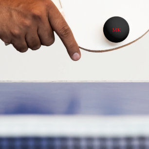 Balle De Ping Pong Monogramme personnalisé initial rouge moderne
