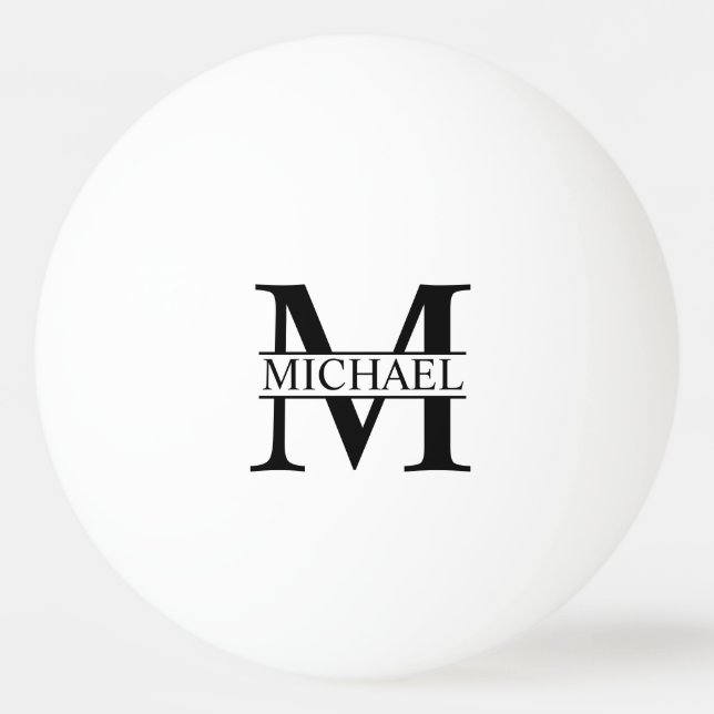 Balle De Ping Pong Monogramme personnalisé noir et blanc et épingle d (Devant)