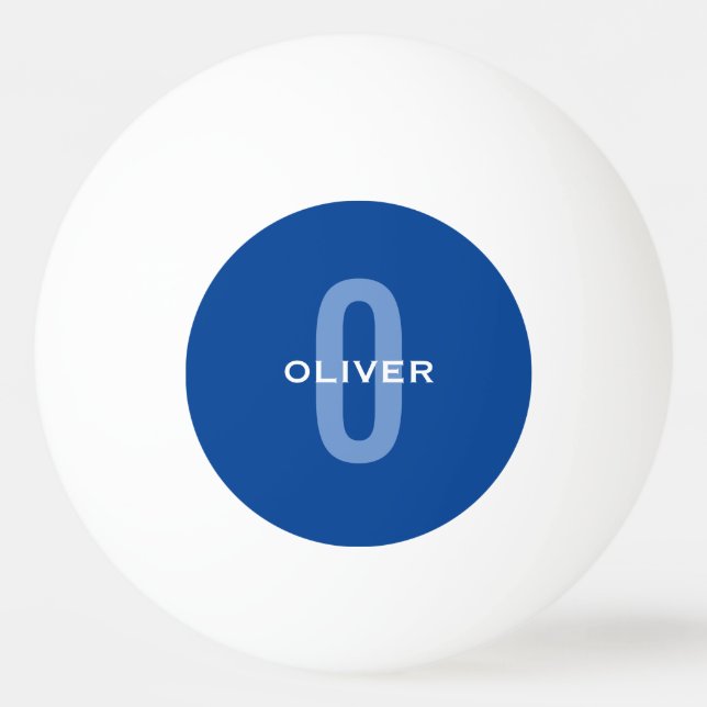 Balle De Ping Pong Monogramme personnalisé Nom bleu blanc (Devant)