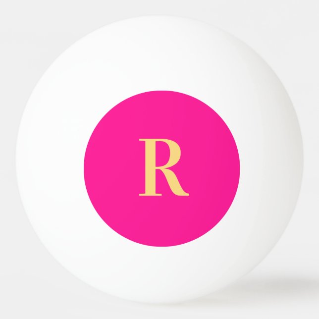 Balle De Ping Pong Monogramme personnalisé Rose chaud moderne (Devant)