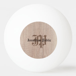 Balle De Ping Pong Monogramme Planche en bois Look Vieux Modèle de s