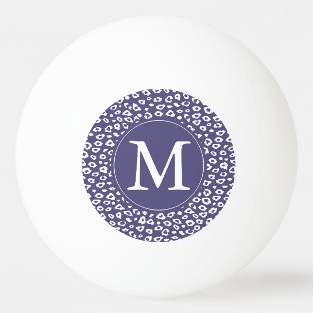 Balle De Ping Pong Monogramme pourpre d'empreinte de léopard (Devant)