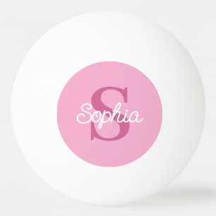 Balle De Ping Pong Monogramme rose Nom du script Dames