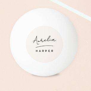 Balle De Ping Pong Monogramme Script Simple Minimal Nom Personnalisé