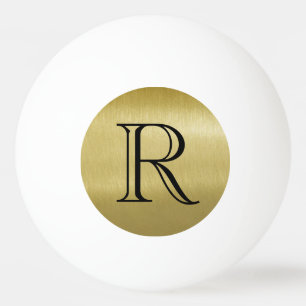 Balle De Ping Pong Monogramme simple et noir or 
