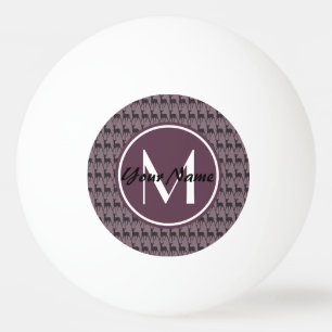 Balle De Ping Pong Monogramme Violet Cerf Personnalisé N2