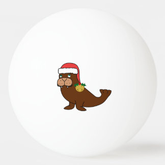 Balle De Ping Pong Morse de Noël avec le casquette et l'or Bell de