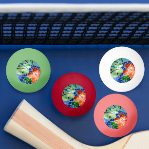 Balle De Ping Pong Mosaïque colorée Koi Poisson Fleur rouge