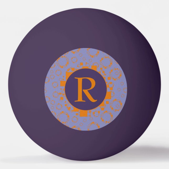 Balle De Ping Pong Motif carré à cercle violet orange initial (Devant)