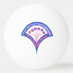Balle De Ping Pong motif damassé floral bleu
