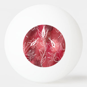 Balle De Ping Pong Motif Floral Rouge Et Blanc