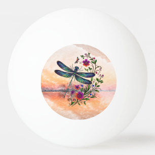 Balle De Ping Pong Nature Colorée Libellule Vibrante Art Floral 
