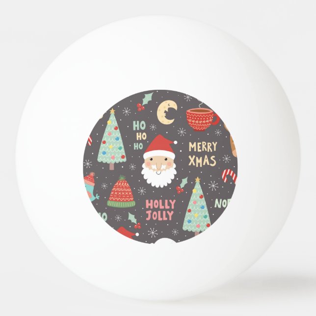 Balle De Ping Pong Noël gai de houx Joyeux (Devant)