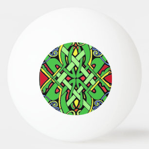 Balle De Ping Pong Noeud celtique irlandais fleuri coloré