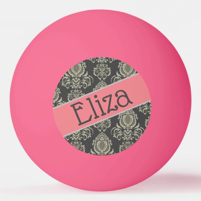 Balle De Ping Pong Nom Damask du concepteur Personnalisé (Devant)