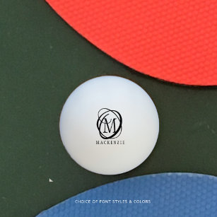 Balle De Ping Pong Nom de monogramme moderne élégant