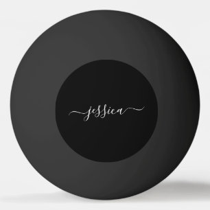 Balle De Ping Pong Nom du script élégant noir blanc