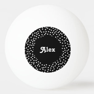 Balle De Ping Pong Nom Modern Cute Polka Dot noir et blanc