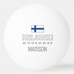 Balle De Ping Pong Nom personnalisé Coordonnées d'Helsinki