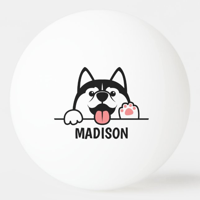 Balle De Ping Pong Nom personnalisé Cute Siberian Husky (Devant)