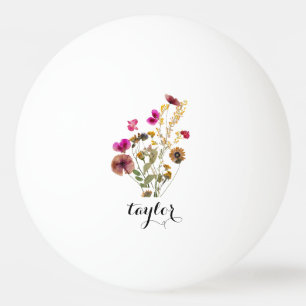 Balle De Ping Pong Nom personnalisé fleur sauvage