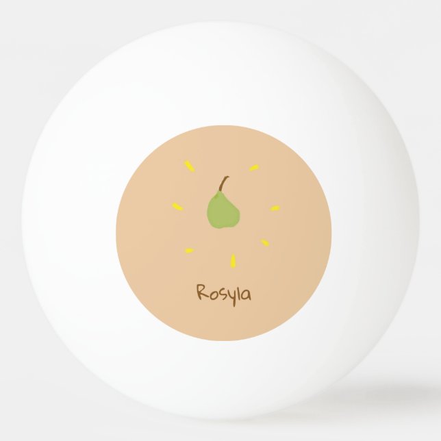 Balle De Ping Pong Nom personnalisé poire peinte sur brun (Devant)