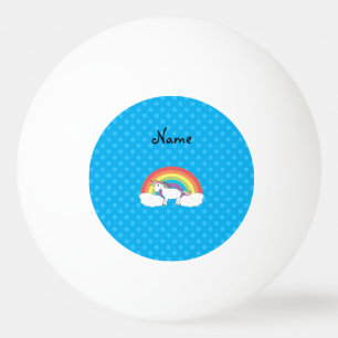 Balle De Ping Pong Nom personnalisé Unicorn bleu pois