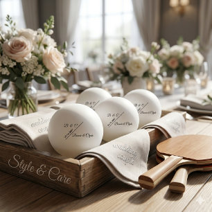 Balle De Ping Pong Noms de couple de monogramme personnalisé classiqu