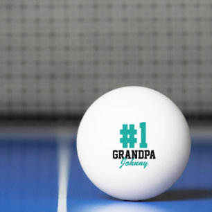 Balle De Ping Pong Numéro un grand-père Turquoise Fête des pères mono