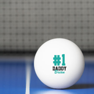 Balle De Ping Pong Numéro Un papa Fête des pères Turquoise Monogramme