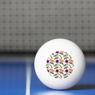 Balle De Ping Pong Oiseaux colorés mignons Motif floral