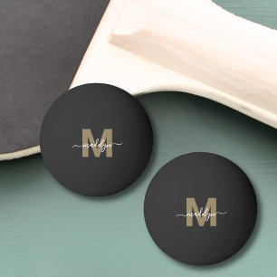 Balle De Ping Pong Or Noir Monogramme Initiale Nom
