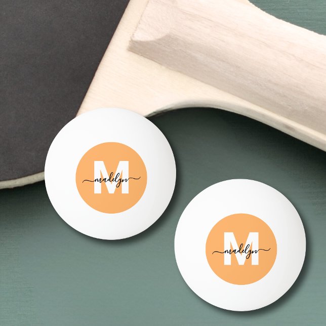 Balle De Ping Pong Orange Monogramme (Orange Monogram Ping Pong Ball)