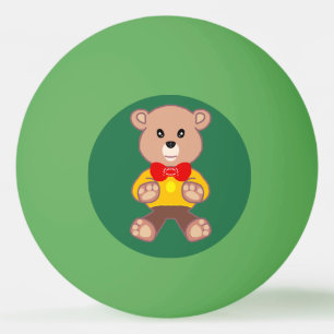 Balle De Ping Pong Ours en peluche nœud papillon sur fond vert