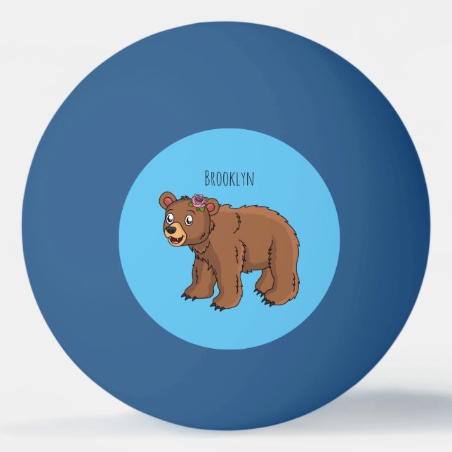 Balle De Ping Pong Ours mignon avec dessin animé sur les fleurs (Devant)