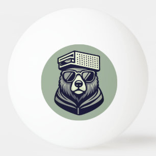 Balle De Ping Pong Ours mignon drôle avec un chapeau de râpe à fromag