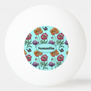 Balle De Ping Pong Pale Blue Shabby Poppy Nom personnalisable