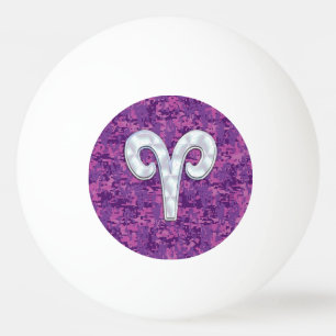 Balle De Ping Pong Panneau Zodiac Pearl Aries sur Décor Camo numériqu