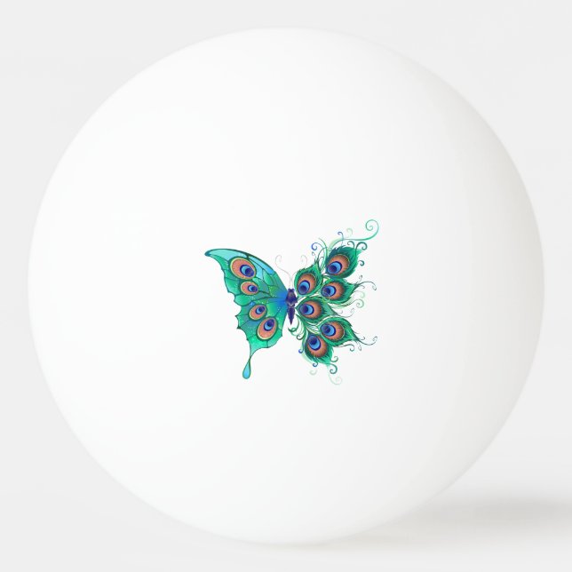 Balle De Ping Pong Papillon aux plumes de paon vert (Devant)