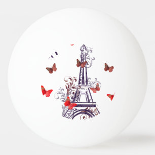 Balle De Ping Pong Papillons Tour Eiffel Romantique Parisien