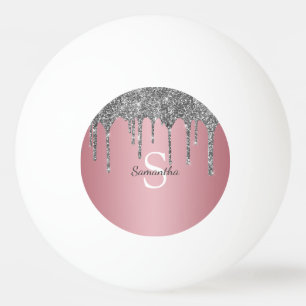 Balle De Ping Pong Parties scintillant argent Rose or rose Nom