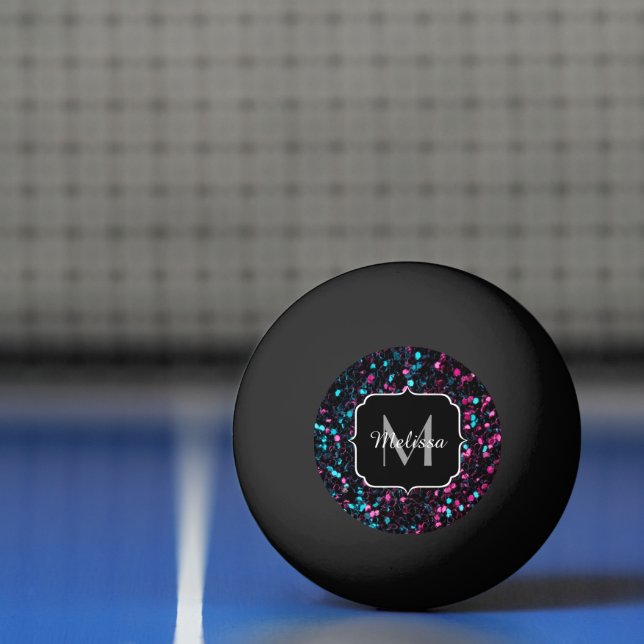 Balle De Ping Pong Parties scintillant brillante en mosaïque bleue ro (Filet)