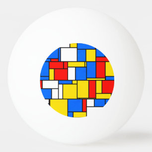 Balle De Ping Pong Patters de Mondrian Inspecred Style Red Blue Yello