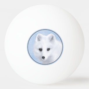Balle De Ping Pong Peinture Arctic Fox - Art original de la faune