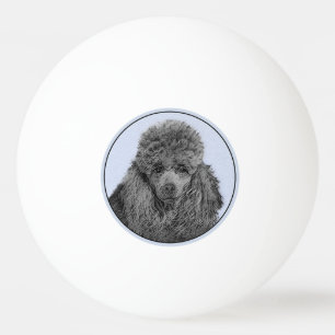 Balle De Ping Pong Peinture de Caniche Miniature Jouet Noir Œuvre Ori