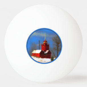 Balle De Ping Pong Peinture de phare rouge - Art original